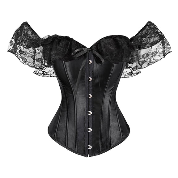 SRZYMJ Corset Tops for Women Lace Up Boned Overbust Corset Bustier Lingerie Bodyshaper for Sophisticated Style