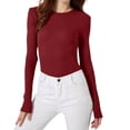 thumbnail image 1 of SRZYMJ Cotton Women's Jumpsuit Stylish Women's Casual Ribbed Knit Long Sleeve Crew Neck Jumpsuit Comfortable Stretchy Bodysuit for Everyday Wear and, 1 of 4