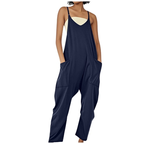 SRZYMJ Cotton Women's Jumpsuit Women's Fashionable Loose Overalls Featuring Spacious Pockets for Everyday Wear and