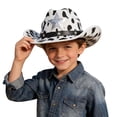 thumbnail image 1 of SRZYMJ Cow Print Cowboy Hat Black and White Cow Pattern Western Cowgirl Hats for Cowboy Theme Party Halloween Dress up Accessories, 1 of 9