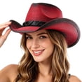 thumbnail image 1 of SRZYMJ Cowboy Hat,Cowgirl Hat,Western Cowboy Hats for Women/Mens/Straw Wide with Shapeable Brim Cowboy Hat for Womens, 1 of 7