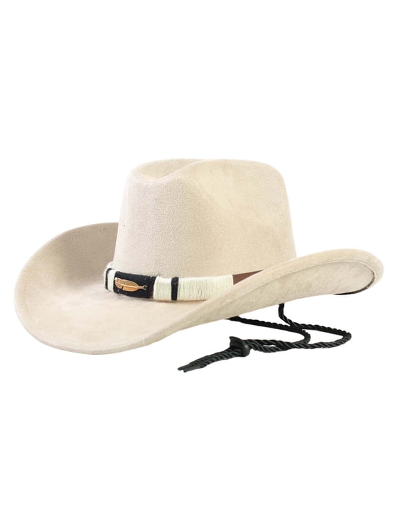 Cowboy Hat for Women Men with Shapeable Wide Brim Western Suede Hat for Cowboys and Cowgirls