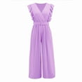 thumbnail image 1 of SRZYMJ Elegant Plus Size Women's Jumpsuit High Waist V Neck Sleeveless Wide Leg Culottes with Pleated Detail, 1 of 3