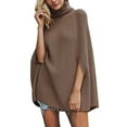thumbnail image 1 of SRZYMJ Elegant Women's Knitted Turtleneck Cape Poncho Coat Soft Warm Winter Fashion Outerwear Garment, 1 of 6