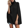 thumbnail image 1 of SRZYMJ Elegant Women's Knitted Turtleneck Cape Poncho Coat Soft Warm Winter Fashion Outerwear Garment, 1 of 6