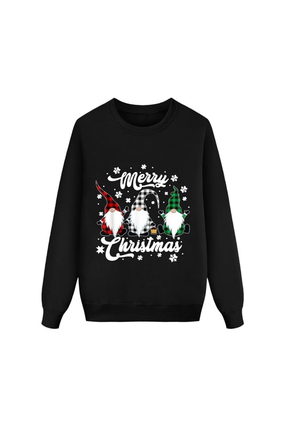 Festive Family Matching Outfits Dad and Kids Holiday Print Long Sleeve Crewneck Sweatshirt Top