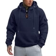 thumbnail image 1 of SRZYMJ Fleece Lined Men's Hoodie Men's Lightweight Quarter Zip Pullover Hoodie for Outdoor Casual Wear in Spring and, 1 of 3