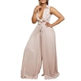 thumbnail image 1 of SRZYMJ Formal Jumpsuit for Women Stylish Women's V-Neck Sleeveless Lapel Design Loose Fit Pleated Wide Leg Jumpsuit for Everyday, 1 of 9