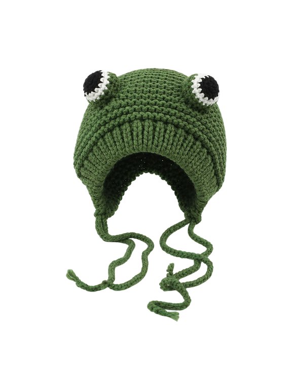 Frog Hat Beanie Cute Crochet Knitted Frog Hats Caps 3D Big Eyes Frog Cap Cosplay Men Women