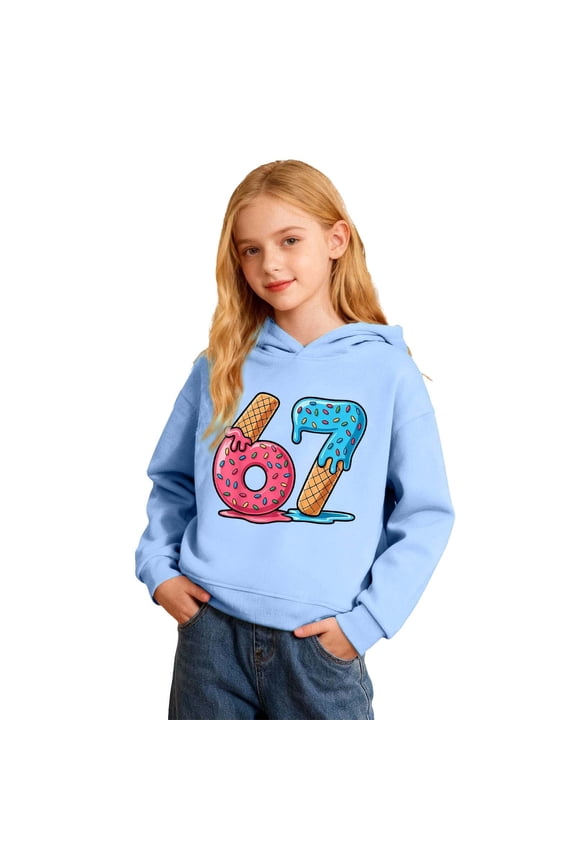 Funny Six Seven 6 7 Meme Kids 113 Ice Cream Meme Hoodie Boys Girls Printed Long Sleeve Sweatshirt School Uniform