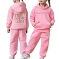 thumbnail image 1 of SRZYMJ Girls Casual Long Sleeve Hooded Pullover and Pants Set Soft Warm Kids Sweatsuit for Everyday Wear Pink 4-5 Years, 1 of 7