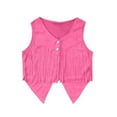 thumbnail image 1 of SRZYMJ Girls Suede Tassel Vest 70s Hippie Cardigan Cowgirl Fringe Jacket Red 5-7 Years, 1 of 4