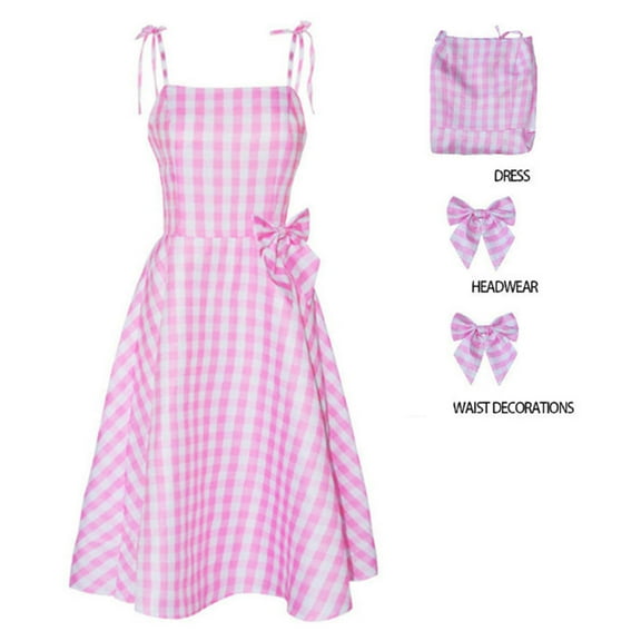SRZYMJ Girls Gingham Dress Vintage 1950s Party Swing Dress 50's Retro Spaghetti Strap