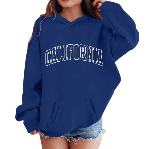 SRZYMJ Girls Hooded Pullover Sweater Long Sleeve Casual Comfort Wear For Daily Activities And Outdoor Navy 11-12 Years