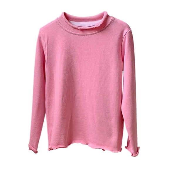 SRZYMJ Girls Long Sleeve Basic Tee Top for Soft Everyday Top Ideal for Fall and Winter Layering Comfortable Casual Wear Hot Pink 5-6 Years