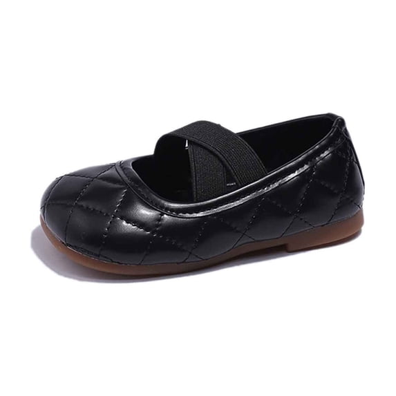 SRZYMJ Girls Mary Jane Sneakers Lightweight Casual Fashion Slip-On Flats Black 3.5-4 Years