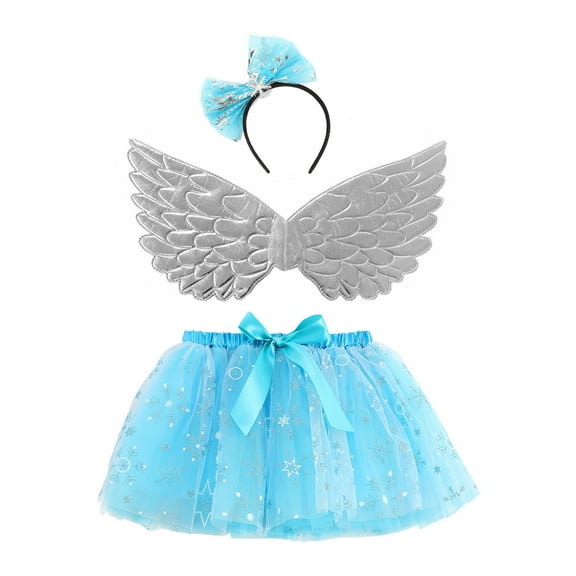 SRZYMJ Girls Rainbow Bow Tutu With Wings and HeadbandFluffy Tulle Outfit Ballet Princess Skirt Infant-Toddler to Birthday Clothes