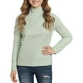 thumbnail image 1 of SRZYMJ Girls Thermal Half Neck Pullover Base Layer Shirt Soft Lined Windproof Warm Long Sleeve Tee for Kids Green 2-3 Years, 1 of 5