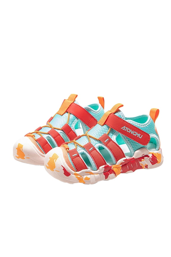 Girls Wide Toe Box Toddler Water Shoes Boys Girls Quick Dry Sandals Kids Breathable Lightweight Soft Flexible Non Adjustable Red 4-4.5 Years