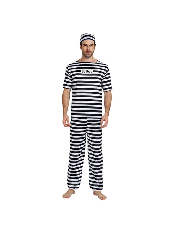 Halloween Adult Orange Prisoner Convict Outfit Unisex Jumpsuit With For Men Women Femme Homme