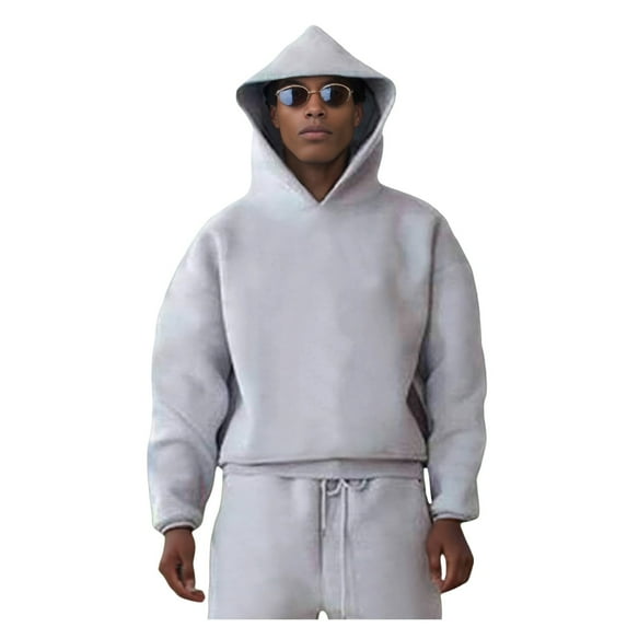 SRZYMJ Hoodie for Men Men's Fashion Casual Autumn Winter Solid Color Loose Fit Hooded Sweatshirt Comfortable