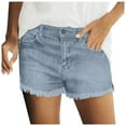 thumbnail image 1 of SRZYMJ Jean Shorts for Women Trendy Mid Rise Stretchy Cut Off Denim Shorts Distressed Frayed Summer Casual Non Ripped, 1 of 9