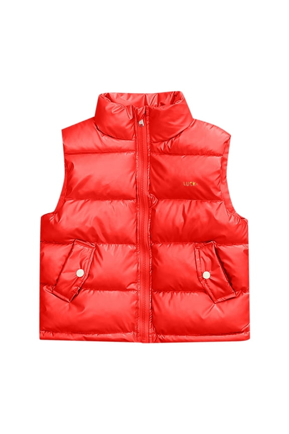 Kids Boys Down Vest Neon Kids Girls Vest Winter Warm Lightweight Toddler Vest Outerwear High Neck Cute Sleeveless Winter Coat Red 7-9 Years