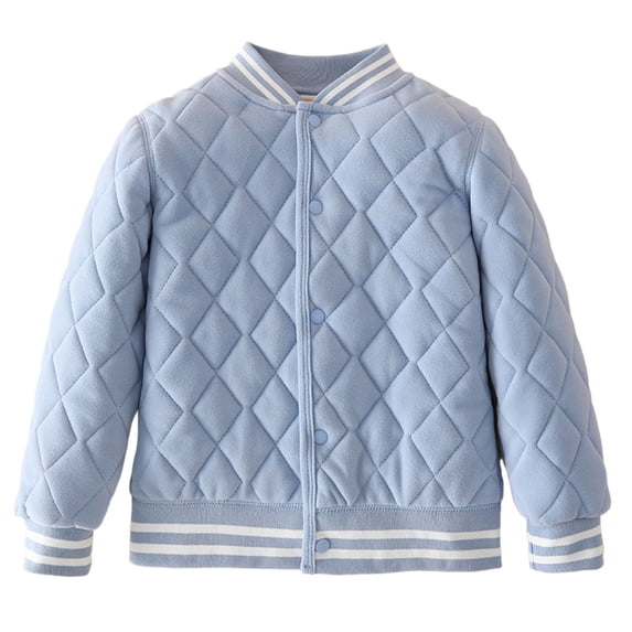 SRZYMJ Kids Boys Girls Bomber Jacket Fashion Quilted Casual Lightweight Bomber Jakcets Zip up Outerwear Jacket with Pockets Light Blue 11-13 Years