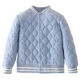 thumbnail image 1 of SRZYMJ Kids Boys Girls Bomber Jacket Fashion Quilted Casual Lightweight Bomber Jakcets Zip up Outerwear Jacket with Pockets Light Blue 13-16 Years, 1 of 5