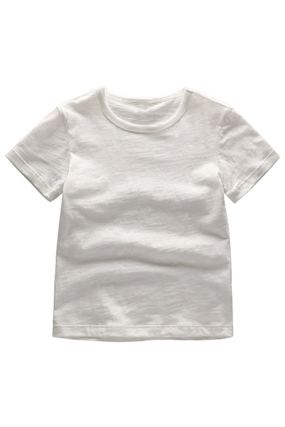 Kids Boys Short Sleeve T-Shirt Soft Breathable Casual Round Neck Tee Comfortable Everyday Wear for Kids Youth White 3-4 Years