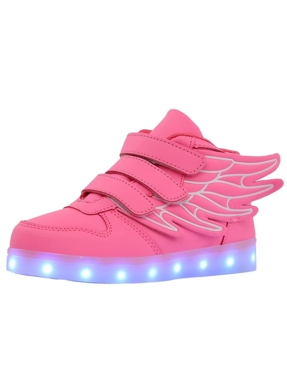 Kids Light up Shoes Led Shoes for Boys Girls USB Charging Flashing Trainers High Top Sneakers Pink 6-7 Years