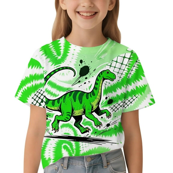 SRZYMJ Kids Neon Tie Dye Shirt for Boys Girls Tie-Dye T-Shirt Hippes Tshirt Senior Children Tee Light Green 4-5 Years