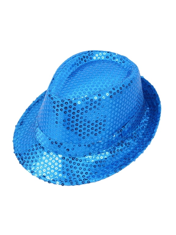 Kids Sequin Hat Glitter Solid Color Dance Jazz Hat Western Retro Disco Cap Unisex Cap