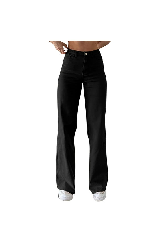 Knit Stetchy Flare Jean for Women,Jean Leggings with Pockets High Waisted Pull on Bell Bottom Yoga Pants