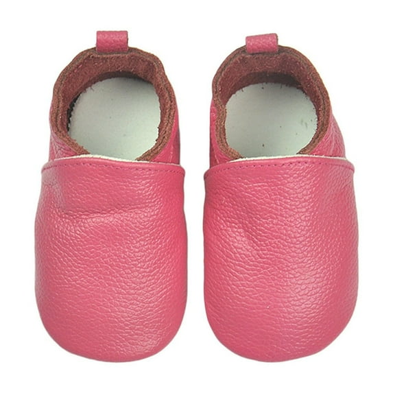 SRZYMJ Leather Slippers Toddler Soft Sole Shoes First Walker Crib Shoes Baby Moccasins for Boys and Girls Red 12-18 Months