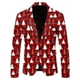thumbnail image 1 of SRZYMJ Men Christmas Snowflake Santa Printed Pocket Lapel Button Suit Jacket for Holiday Festive Party Wear, 1 of 5