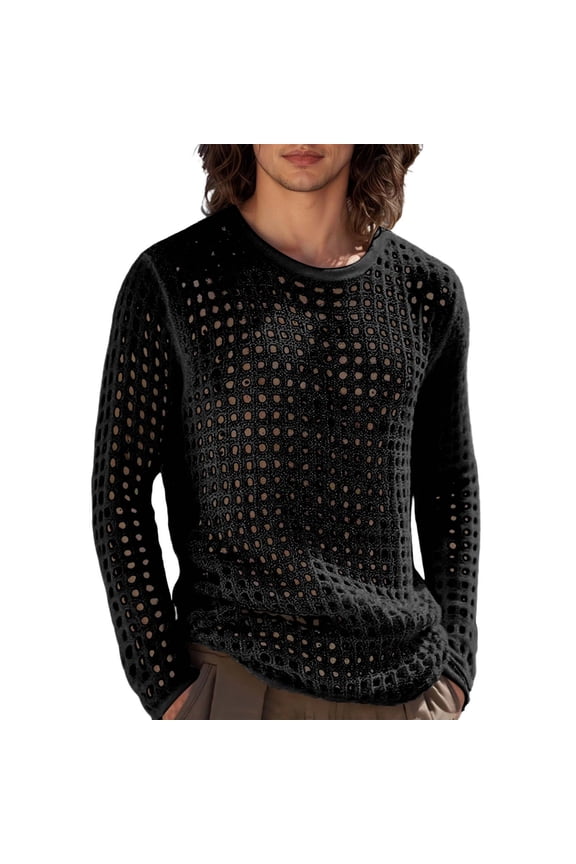 Men Mesh Workout Shirt Breathable Hollow Out Long Sleeve Athletic Tee For Gym Fitness Training Activewear Top Comfortable Performance Apparel