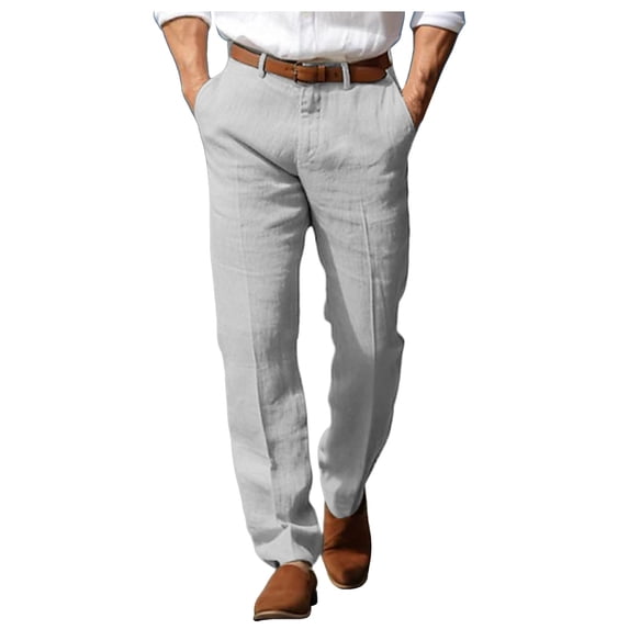 SRZYMJ Men's Cargo Pants Men's Dress Trousers for Business and Holiday Wear Featuring Straight Leg Design with Front Pockets Comfort Breathable Fabric for Summer