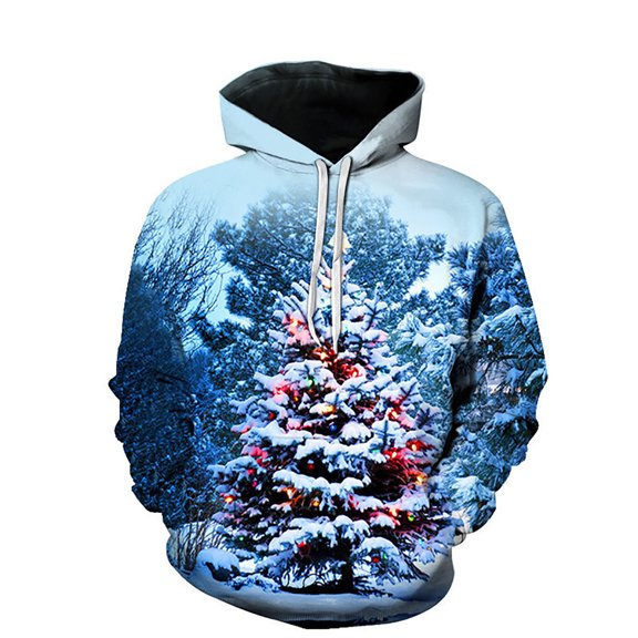 SRZYMJ Men's Christmas Holiday Long Sleeve Pullover Hooded Sweatshirt Cozy Winter Athleisure Wear Casual Festive Apparel for Seasonal Comfort