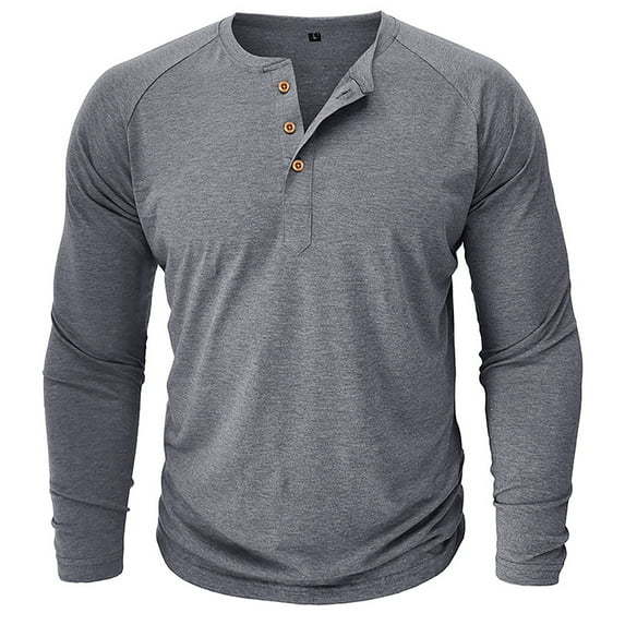 SRZYMJ Men's Classic Long Sleeve T-Shirt Solid Color Casual Loose Fit Comfortable Top for Everyday Wear