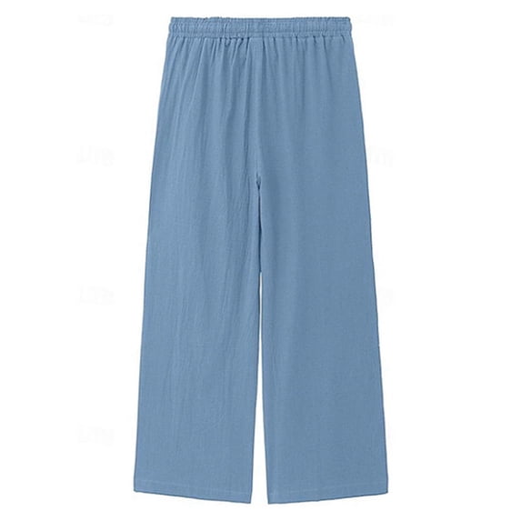 SRZYMJ Men's Cotton Joggers Sweatpants Men's All Season Casual Pant Solid Color Fashion Trouser with Beach Pockets Straight Fit Comfortable Overalls for