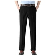 SRZYMJ Men s Hidden Expandable Waistband Classic Fit Pleated Front Gabardine Dress Pant