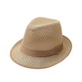 thumbnail image 1 of SRZYMJ Men's Mesh Fedora Hat Summer Breathable Straw Trilby Homburg Hat Short Brim Jazz Derby Cap Women Foldable Panama Gatsby Hat, 1 of 6