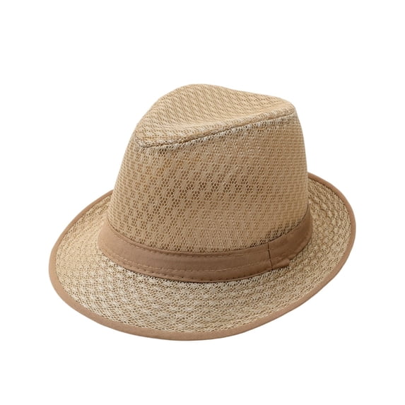 SRZYMJ Men's Mesh Fedora Hat Summer Breathable Straw Trilby Homburg Hat Short Brim Jazz Derby Cap Women Foldable Panama Gatsby Hat