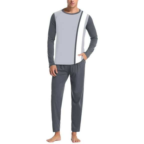 SRZYMJ Men's Pajama Sets Loungewear Sleepwear Pjs Lightweight Long Sleeve Shirts and Bottoms Soft Comfy Sleep Sets