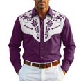 thumbnail image 1 of SRZYMJ Men's Western Shirt Long Sleeve Embroidered Cowboy Casual Snap Button Shirt, 1 of 4