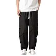 SRZYMJ Mens Athletic-Fit Casual Stretch Chino Pant Mens Summer Elastic Waist Loose Fit Wide Leg Harlen Casual Trousers with Comfort Stretch Fabric for Everyday Wear