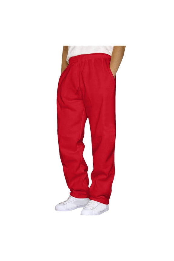 Mens Canvas Work Pants Men Solid Color Drawstring Straight Leg Casual Pants European Loose Fit Sporty Business Style