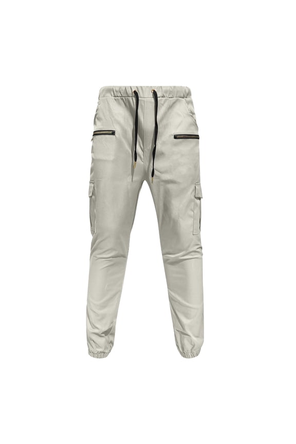 Mens Casual Cargo Pants Workout Joggers Stretch Sweatpants Elastic Drawstring Comfortable Woven Fabric