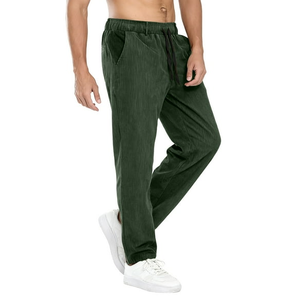 SRZYMJ Mens Corduroy Pants Casual Straight Leg Pleated Dress Pants For Versatile Everyday Wear Comfortable Trousers